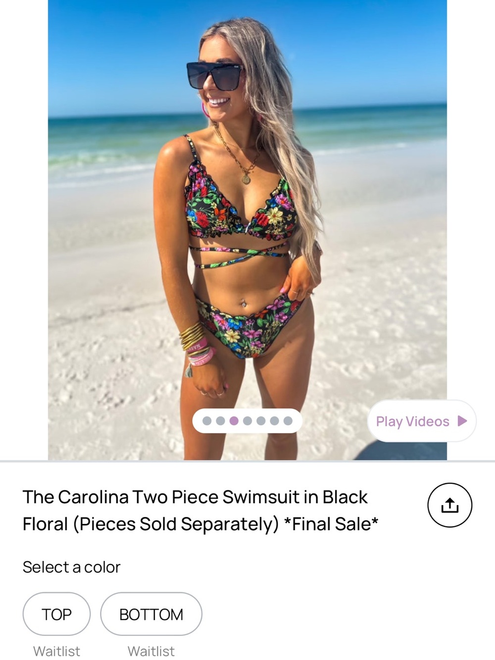 Black Floral Two-Piece Bikini Set - Strappy Wrap Top